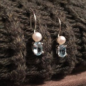 Petit Sterling Silver, Aquamarine & Pearl Earrings